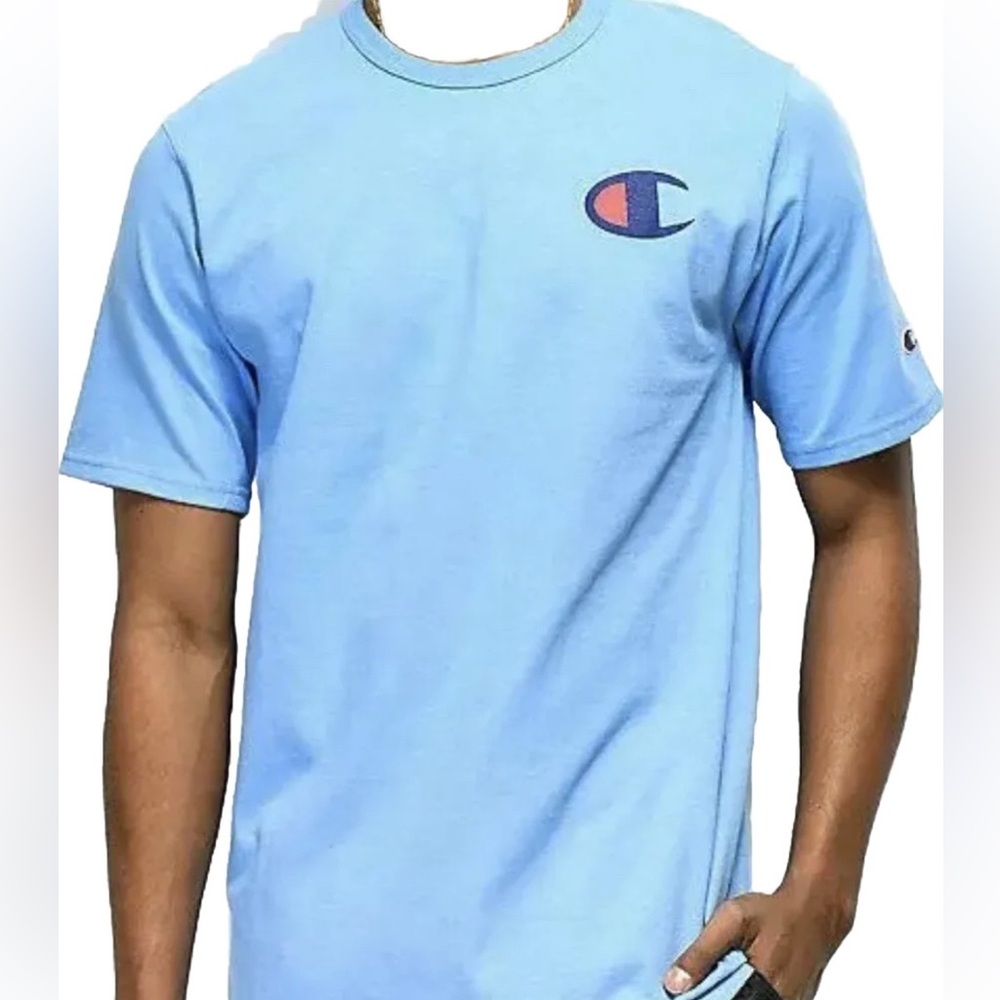 Champion Men's Light Blue Short Sleeve Tee Size Large